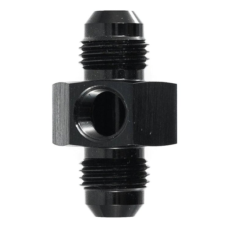 22-AN06MAN06M-NPT18T In-line Port Adapter, 1/8 in. NPT, AN06 Union Adapter w/ 1/8 in. NPT Port