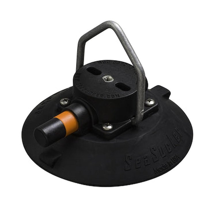 VM1016B 6" SeaSucker with Pointed Stainless Steel D-Ring - Black