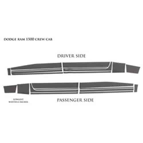 09-16 RAM 1500 5.5 BED CREW CAB PICKUP RHINO LININGS ROCKER GUARDS-LG BLACK