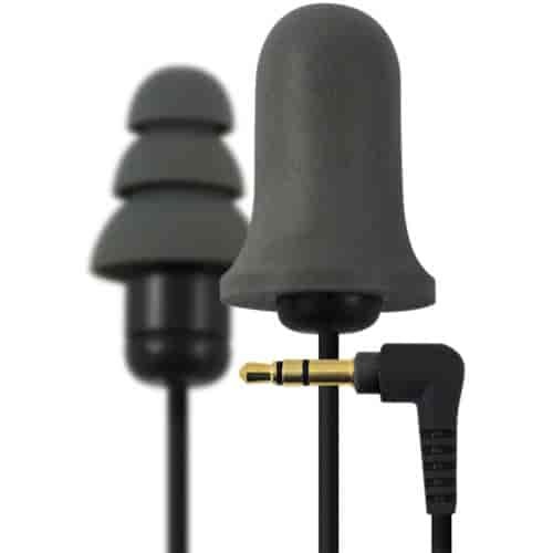 Executive Earplug Headphones Black Earbuds and Cord with Interchangeable Grey Foam and Silicone Earplugs