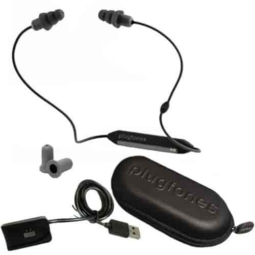 Liberate Bluetooth Earplug Headphones Black Earbuds and Black Cord with Interchangeable Grey Foam and Silicone Earplugs