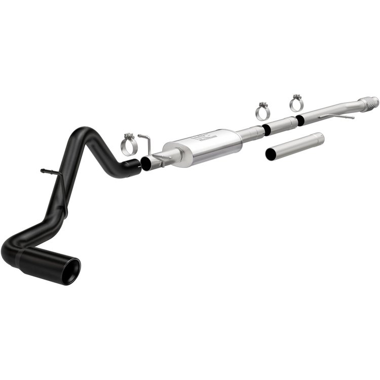 Street Series Cat-Back Exhaust System Chevy Silverado/GMC Sierra 1500 4.3L, 5.3L - Single Passenger Side Rear - Black Coated Tip