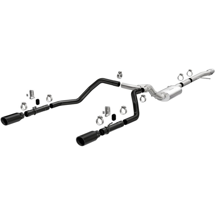 Street Series Cat-Back Exhaust System Chevy Silverado/GMC Sierra 1500 4.3L, 5.3L - Dual Split Rear - Black Coated Tips