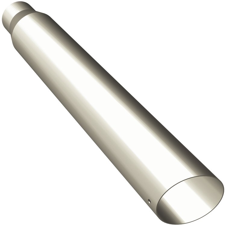 Polished Stainless Steel Weld-On Single Exhaust Tip Inlet Inside Diameter: 2.5"