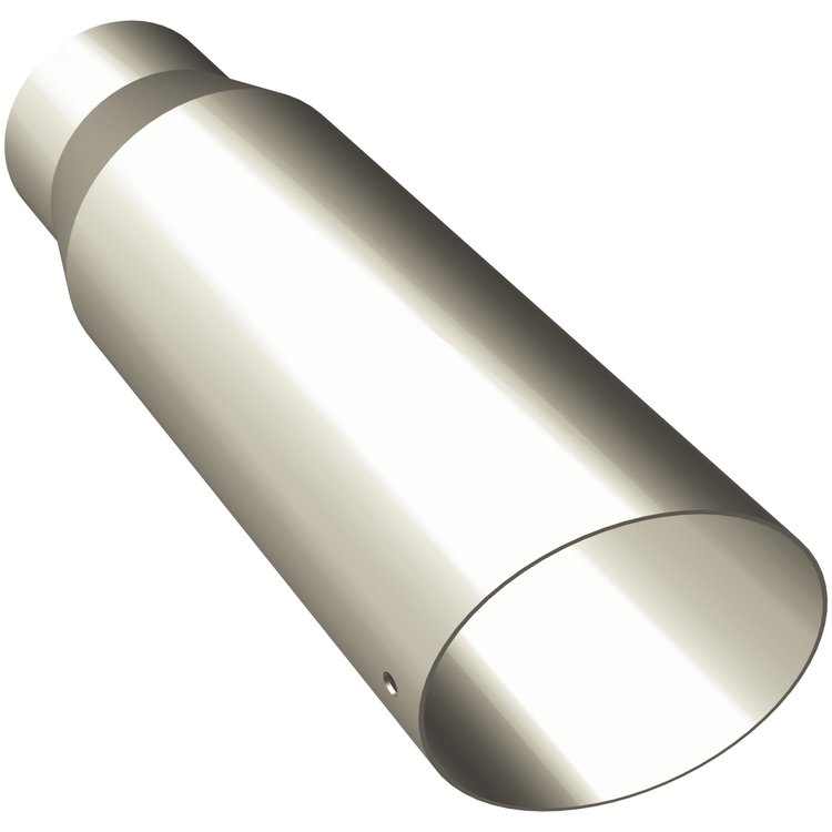 Polished Stainless Steel Weld-On Single Exhaust Tip Inlet Inside Diameter: 3"