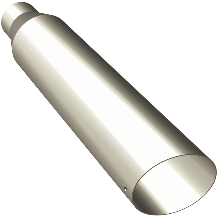 Polished Stainless Steel Weld-On Single Exhaust Tip Inlet Inside Diameter: 2.5"