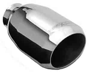 Polished Stainless Steel Weld-On Single Exhaust Tip Inlet Inside Diameter: 2.5"