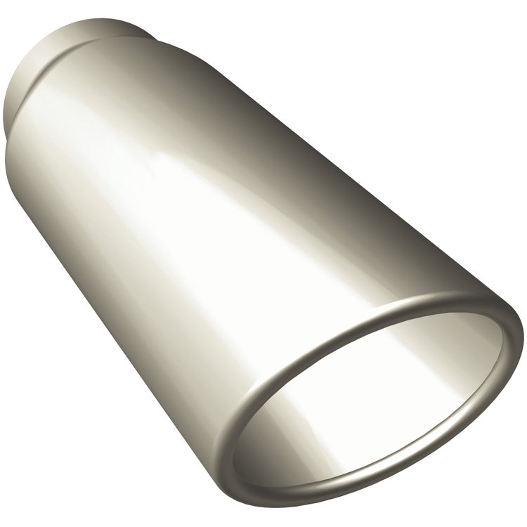 Polished Stainless Steel Weld-On Single Exhaust Tip Inlet Inside Diameter: 2.25"