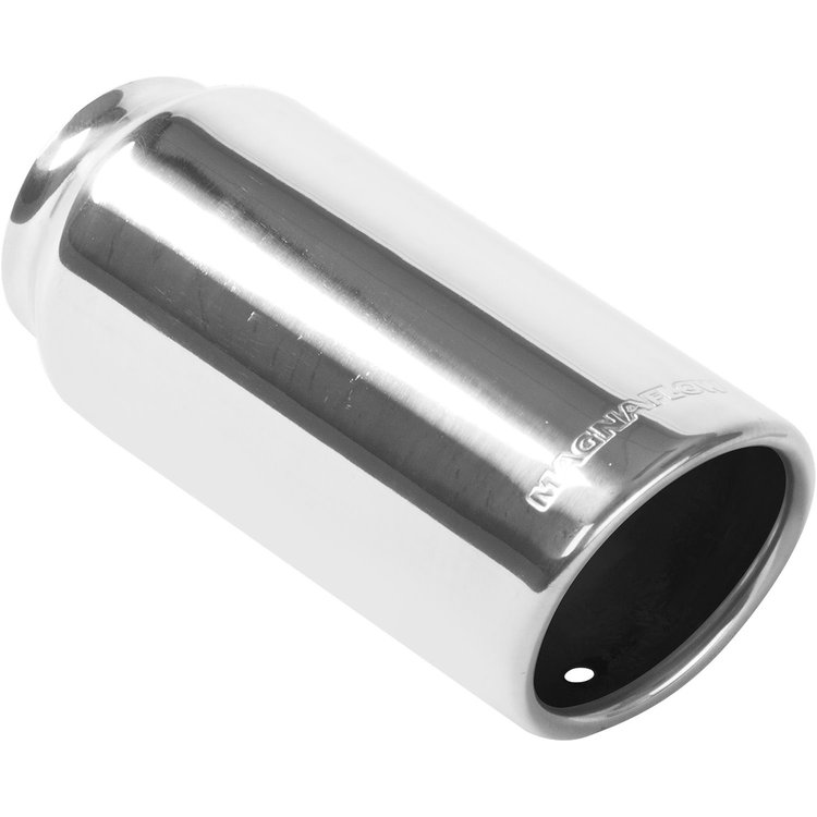 Polished Stainless Steel Weld-On Single Exhaust Tip Inlet Inside Diameter: 2.25"