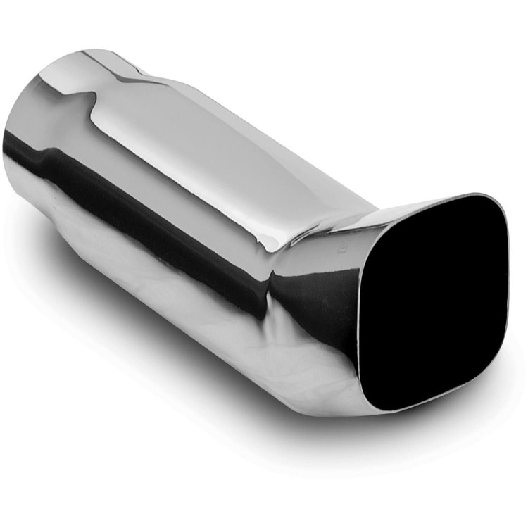 Polished Stainless Steel Weld-On Single Exhaust Tip Inlet Inside Diameter: 2.25"