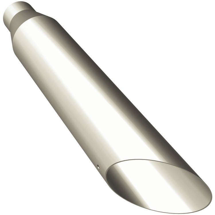 Polished Stainless Steel Weld-On Single Exhaust Tip Inlet Inside Diameter: 2.5"