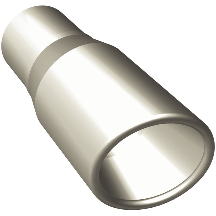 Polished Stainless Steel Weld-On Single Exhaust Tip Inlet Inside Diameter: 2.25"