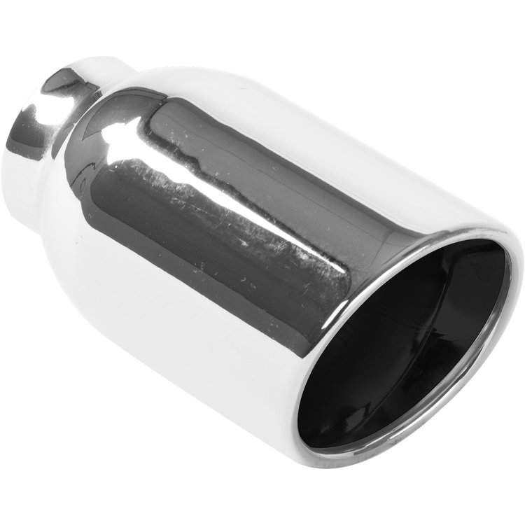 Polished Stainless Steel Weld-On Single Exhaust Tip Inlet Inside Diameter: 2.25"