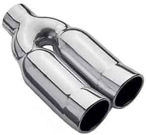 Polished Stainless Steel Weld-On Dual Exhaust Tips Inlet Inside Diameter: 2.25"