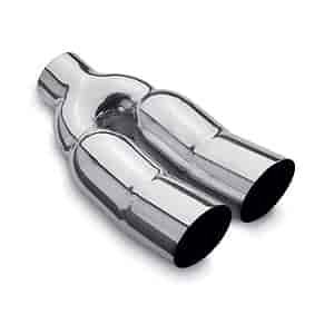 2.25" In / 3" x 11" Dual Out Polished SS Tip 11" Long