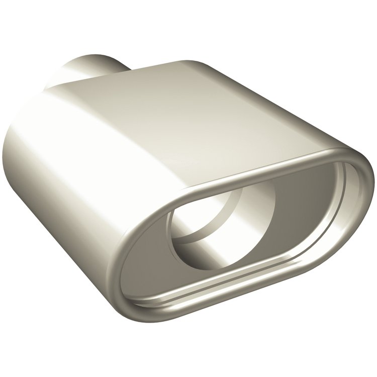 Polished Stainless Steel Weld-On Single Exhaust Tip Inlet Inside Diameter: 2.25"