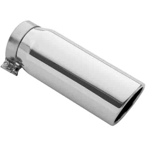 Polished Stainless Steel Clamp-On Single Exhaust Tip Inlet Inside Diameter: 4"