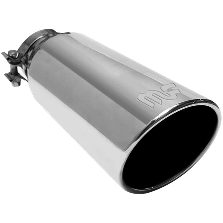Polished Stainless Steel Clamp-On Single Exhaust Tip Inlet Inside Diameter: 4"