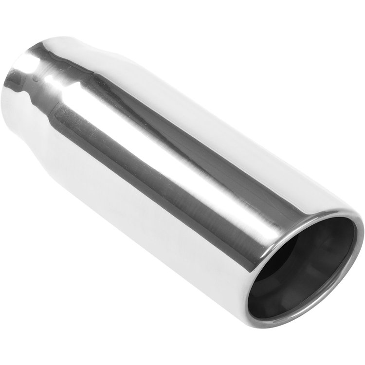Polished Stainless Steel Weld-On Single Exhaust Tip Inlet Inside Diameter: 2.5"