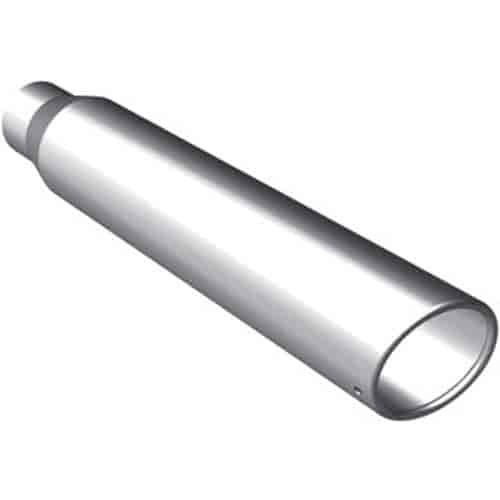 Polished Stainless Steel Weld-On Single Exhaust Tip Inlet Inside Diameter: 2.5"