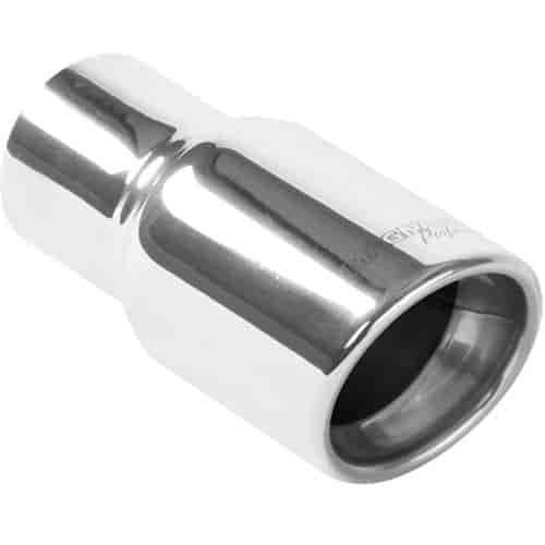 Polished Stainless Steel Weld-On Single Exhaust Tip Inlet Inside Diameter: 2.25"