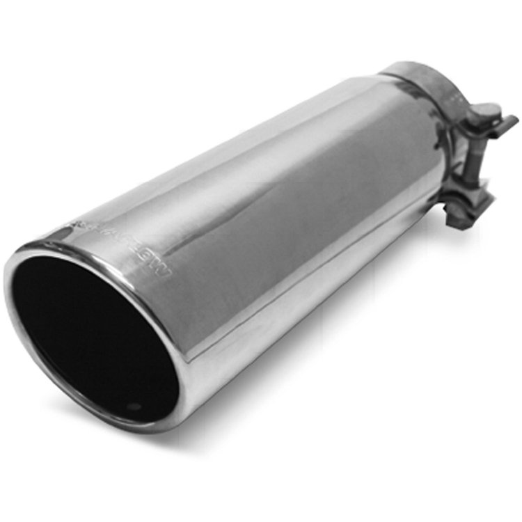 Polished Stainless Steel Clamp-On Single Exhaust Tip Inlet Inside Diameter: 2.75"