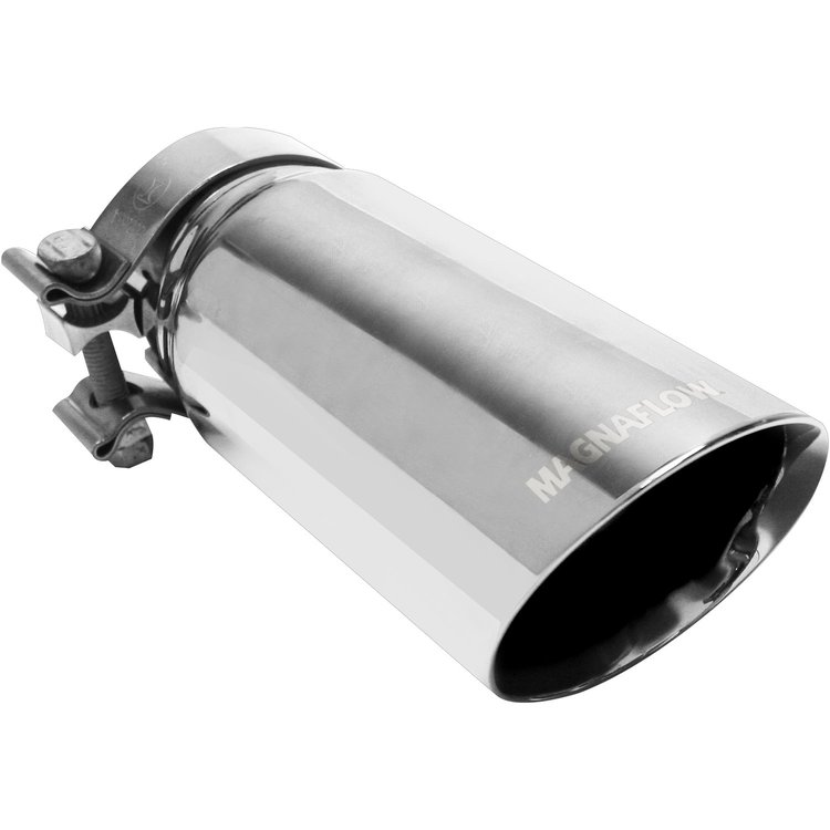 Polished Stainless Steel Clamp-On Single Exhaust Tip Inlet Inside Diameter: 2.75"