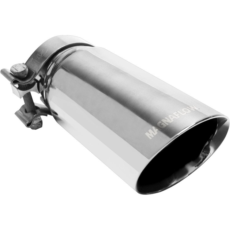 Polished Stainless Steel Clamp-On Single Exhaust Tip Inlet Inside Diameter: 3"
