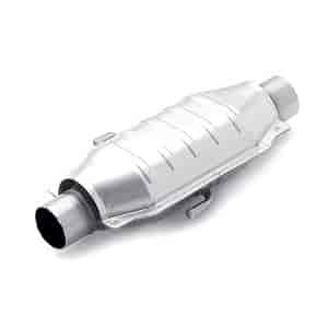 Oval Catalytic Converter 2.5" Inlet/Outlet Diameter 16" Overall Length 12" Body Length 6.5" Wide