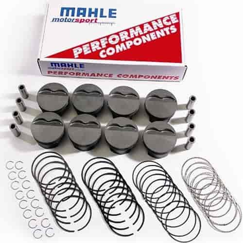 Small Block Chevy PowerPak Piston & Ring Kit Forged 4032 High Silicon Low Expansion Aluminum Alloy