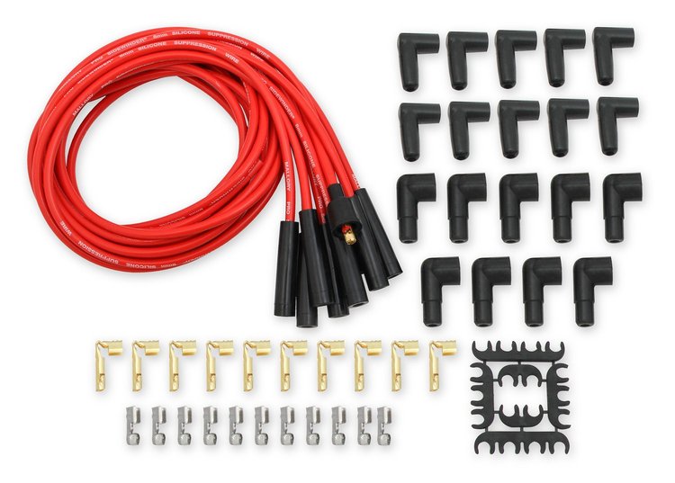 Mallory Pro Sidewinder Universal 8mm Red Spark Plug Wire Kit Straight Spark Plug Boots