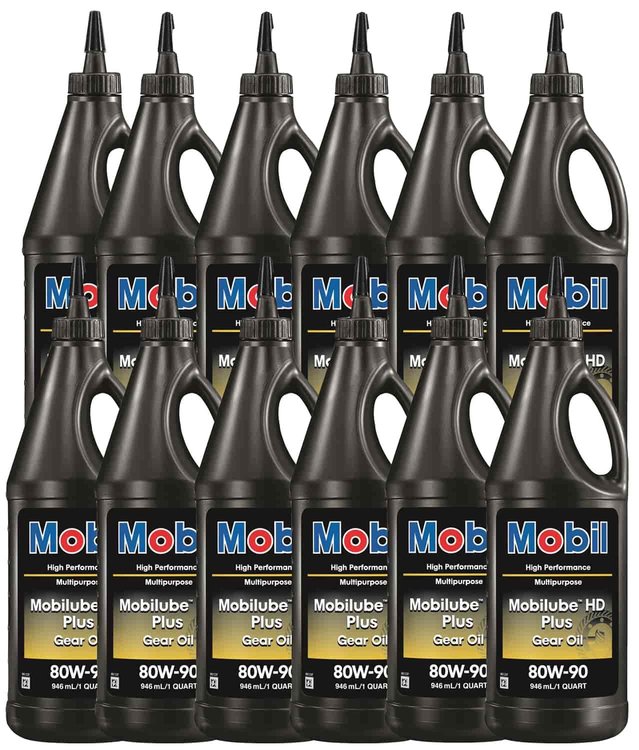 Mobilube HD Plus Gear Lube 80W90, 12 X 1QT.