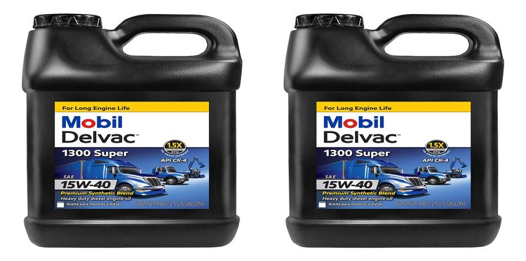 122493 Delvac 1300 Super 15W-40 Synthetic Blend Diesel Oil, 2.5-Gallon Jugs