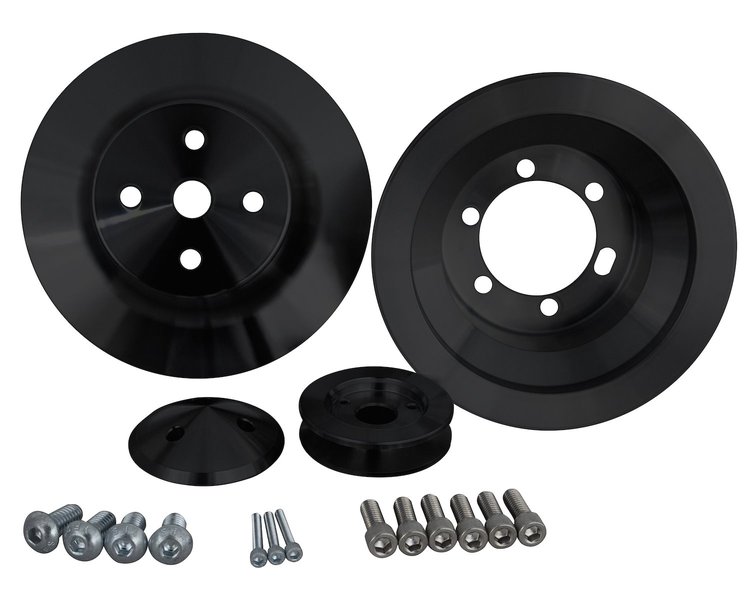 10015-08 Big Block Chrysler High Flow V-Belt Pulley Kit - Black (1V)