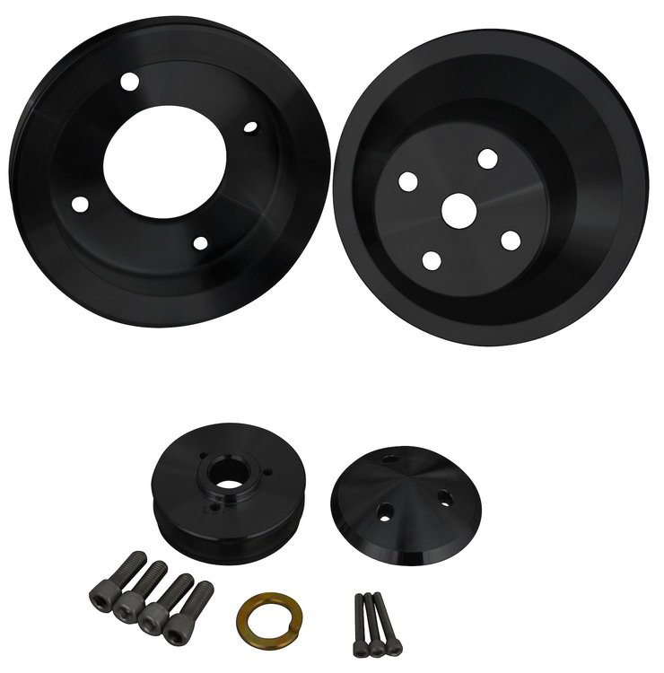 13010-08 Pontiac V-Belt Pulley Kit - Black (1V)