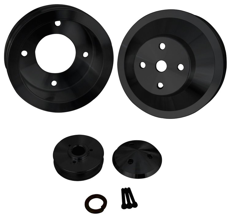 13030-08 Pontiac V-Belt Pulley Kit - Black (2V)