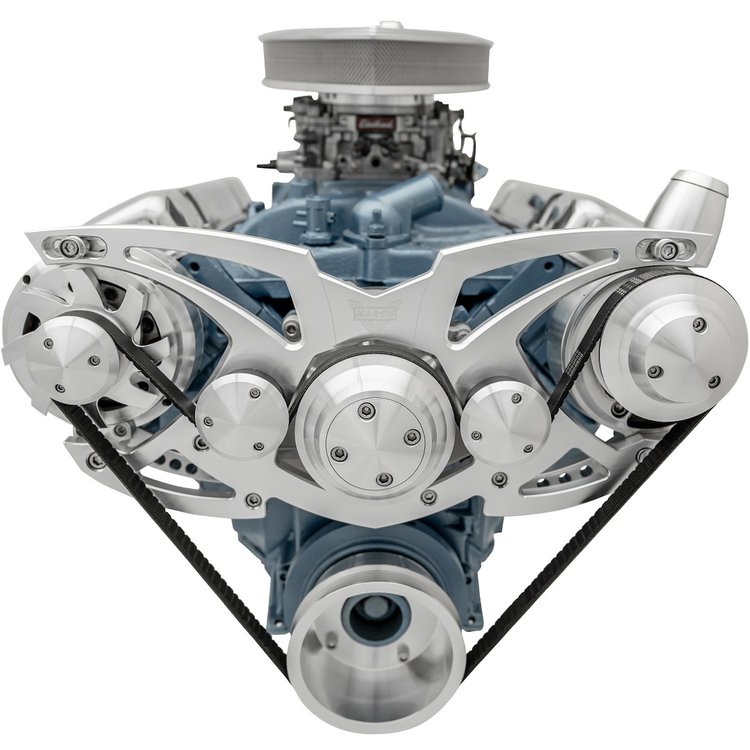 13150 Pontiac Style Track Serpentine System; PS & ALT; Billet Accessories