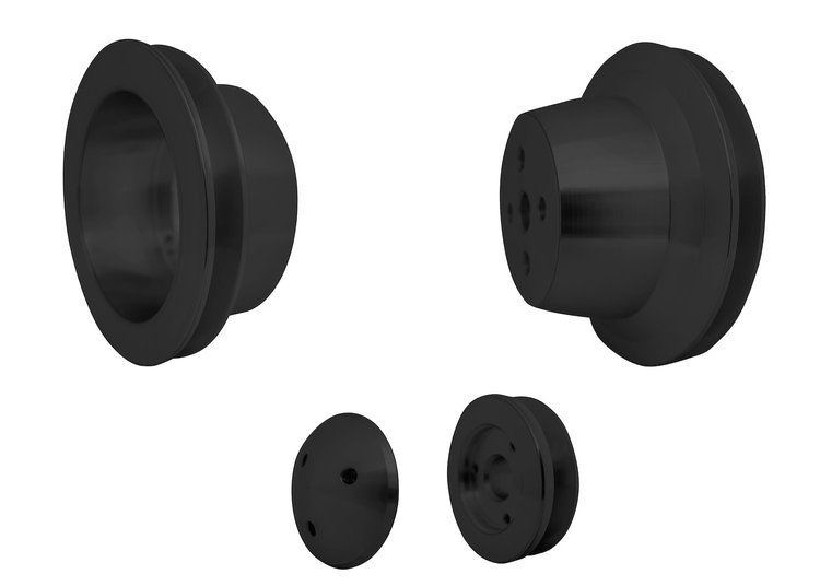 1550-08 Small Block Ford V-Belt Pulley Kit - 3 Bolt, Early - Black