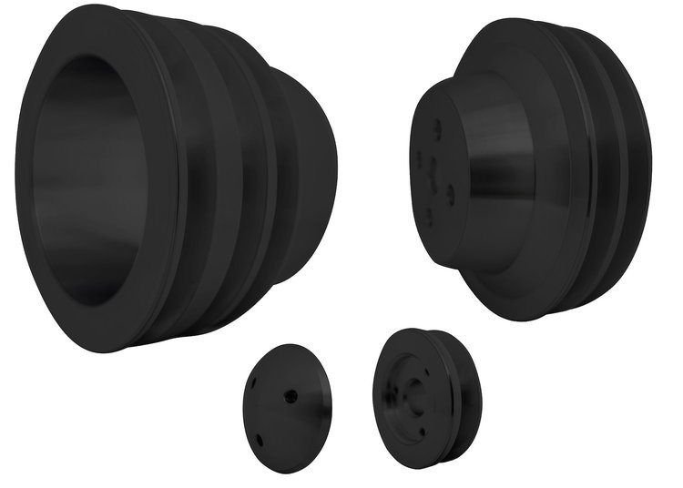 1595-08 Small Block Ford Pulley Kit - 3V - 3 Bolt - Early - Black