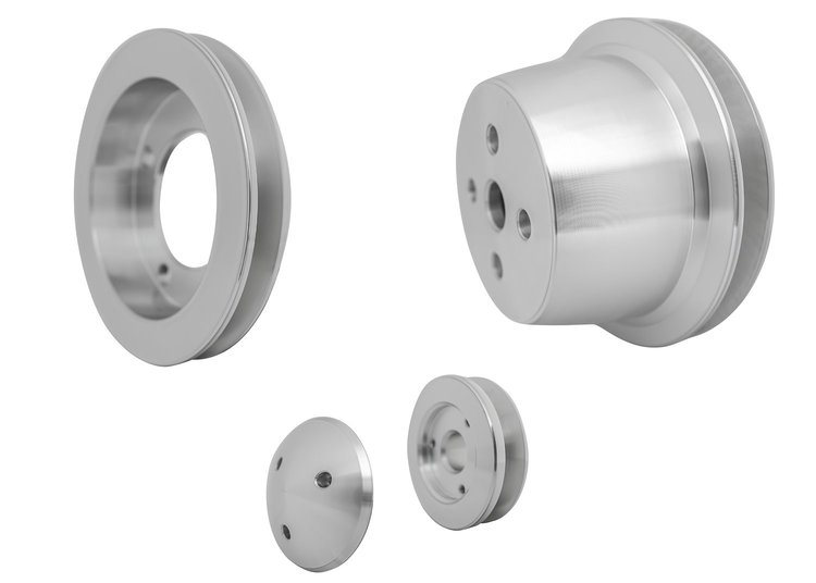 1617 Small Block Ford V-Belt Pulley Kit - 4 Bolt - 4 Early