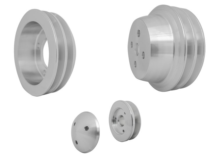 1637 Small Block Ford V-Belt Pulley Kit - High Flow - 2V - Bolt - Late