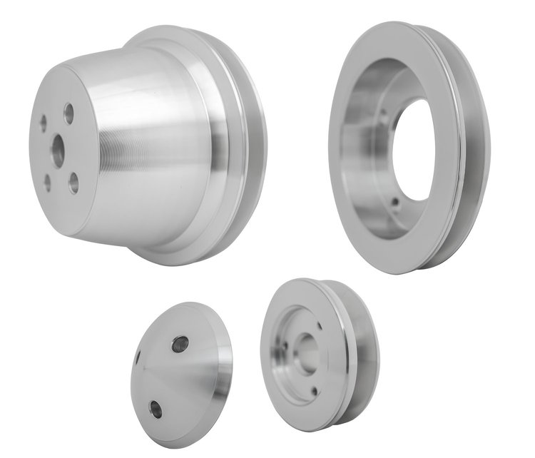1645 Small Block Ford V-Belt Pulley Kit - High Flow - 1V - 4 Bolt - Late