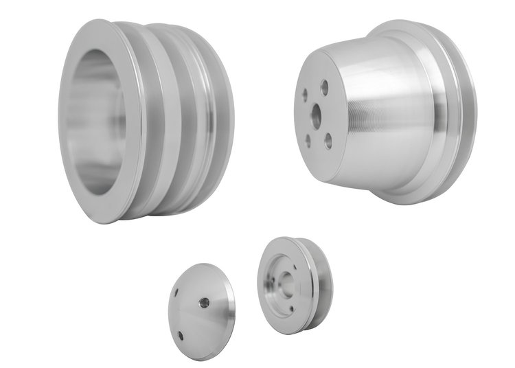 1655 Small Block Ford V-Belt Pulley Kit - High Flow - 2.5", 3V - 4 Bolt, Late