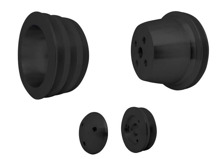 1685-08 Small Block Ford Pulley Kit - 3" - High Flow - 3V, Late, 4 Bolt - Black