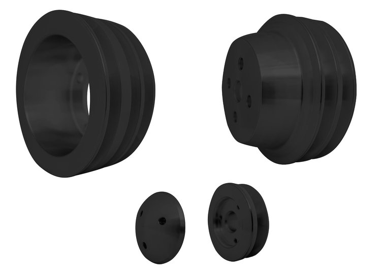 1697-08 Small Block Ford V-Belt Pulley Kit - 3V - 4 Bolt - Early - Black