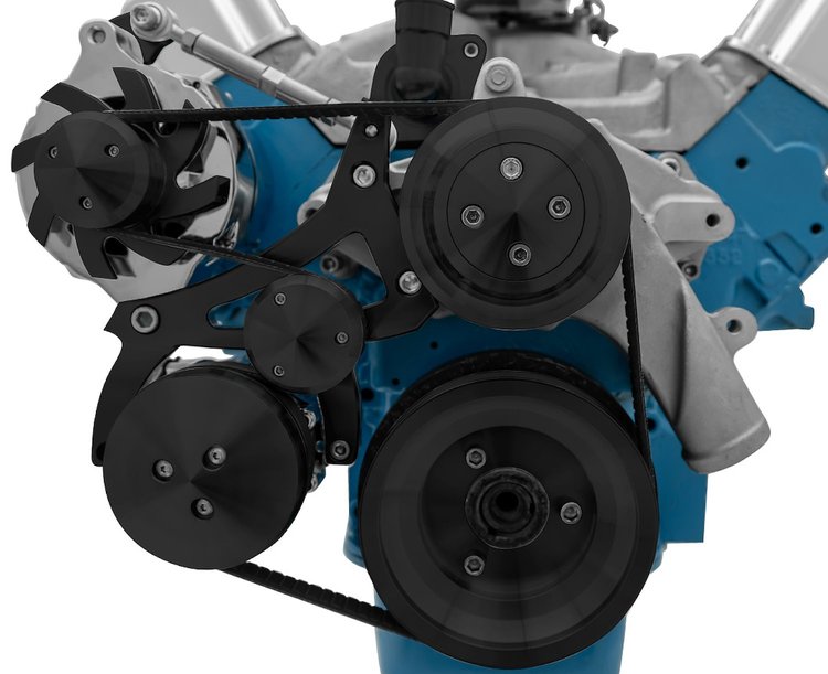 19035-08 Ford FE Serpentine System - AC and ALT - Black
