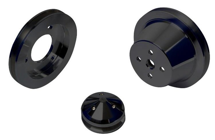 1905-08 Ford FE V-Belt Pulley Kit - High Flow - Black