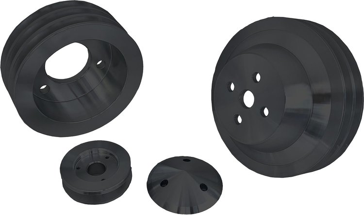 1925-08 Ford FE V-Belt Pulley Kit - 2V - Black - High Flow