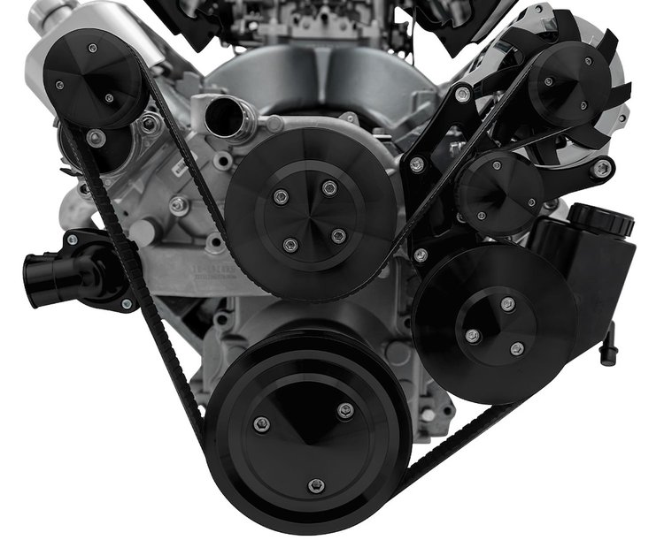 20025-08 Chevy LS Pro Track Serpentine System - PS & ALT - Black