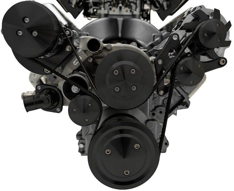 20030-08 Chevy LS Pro Track Serpentine System - AC & ALT - Black